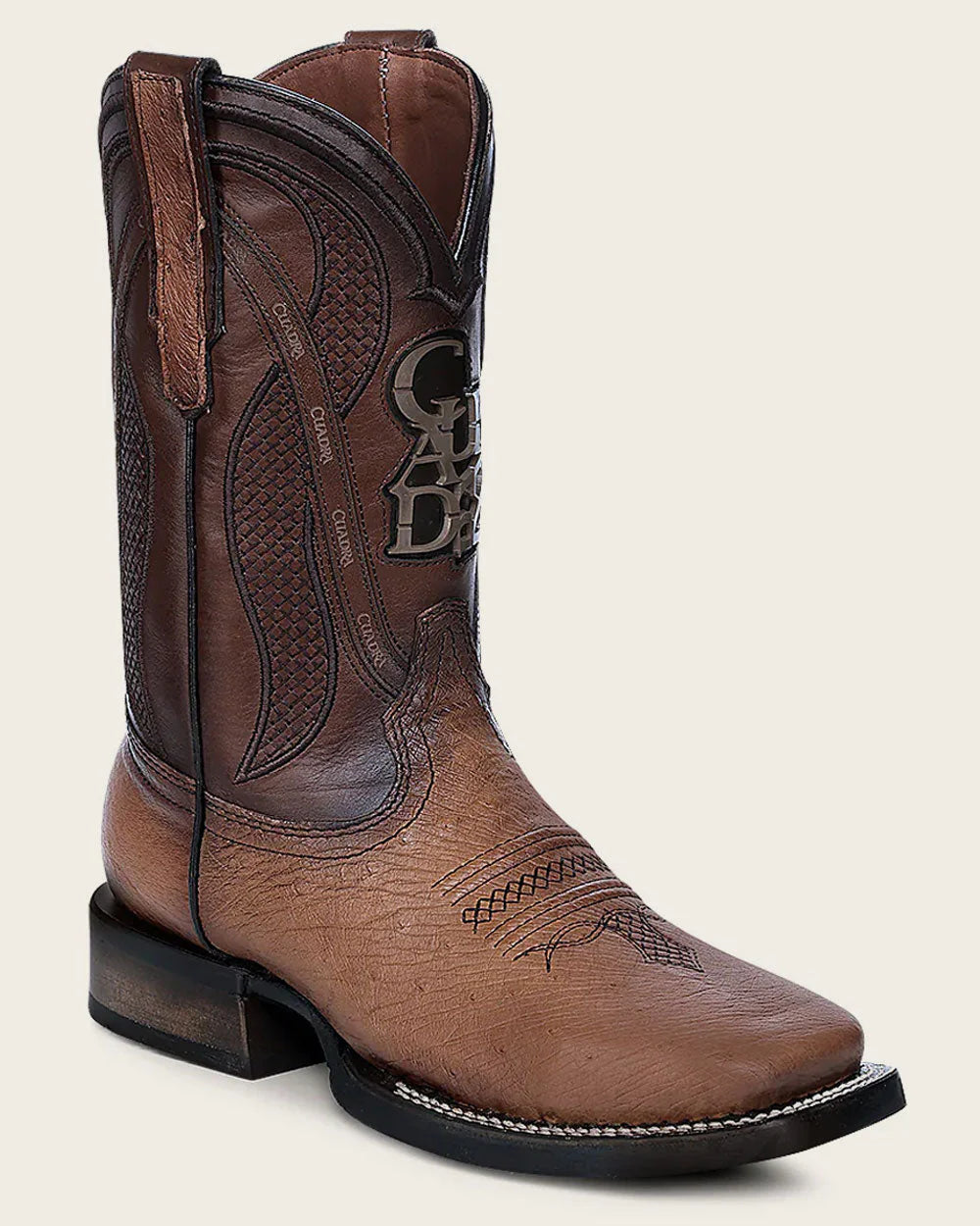 Cuadra Men's Smooth Ostrich Leather Square Toe Boot, Honey