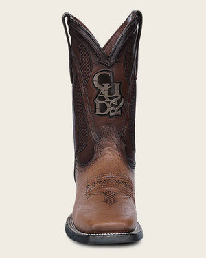 Cuadra Men's Smooth Ostrich Leather Square Toe Boot, Honey