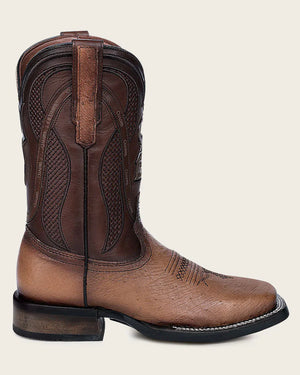 Cuadra Men's Smooth Ostrich Leather Square Toe Boot, Honey