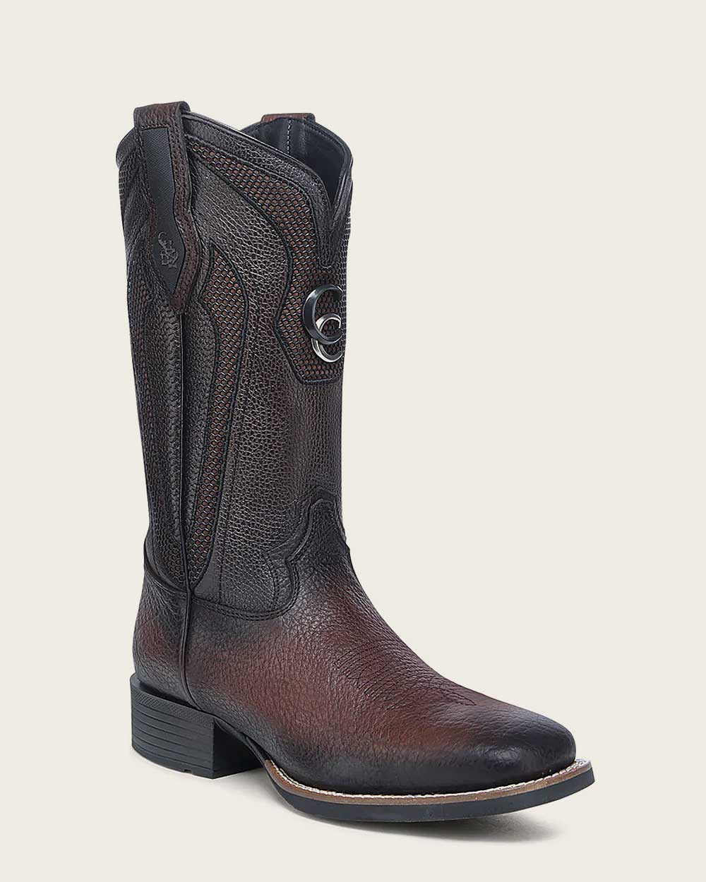 Cuadra Men's Bison Leather Square Toe Boot, Dark Brown
