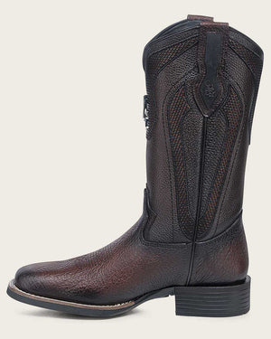 Cuadra Men's Bison Leather Square Toe Boot, Dark Brown