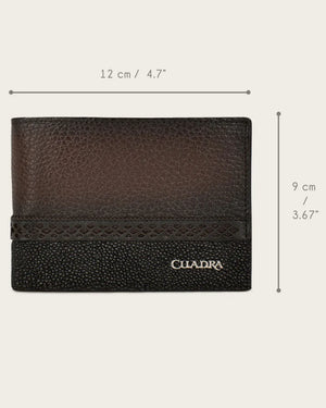 Cuadra Men's Stingray & Deer Leather Bifold Wallet, Brown