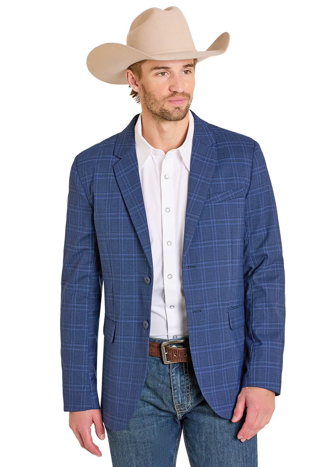 Rock & Roll Denim Men's Plaid Sport Coat, Blue