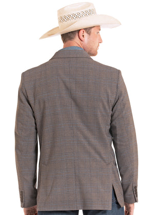 Rock & Roll Denim Men's Plaid Sport Coat, Dark Brown