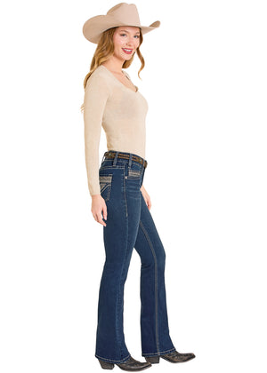 Rock & Roll Denim Women’s Mid-Rise Bootcut Jeans, Dark Denim