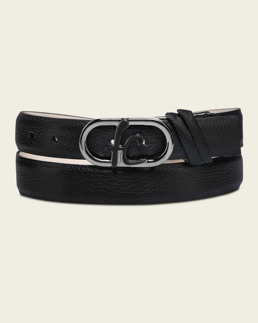 Cuadra Men's Deer Leather Dress Belt, Black