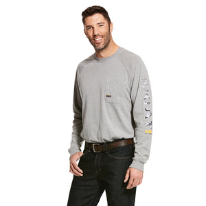 Ariat Men's Rebar Cotton Strong Graphic, Heather Grey