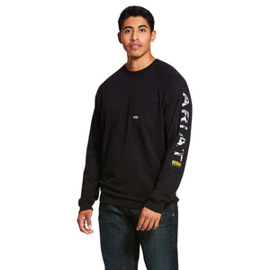 Ariat Men's Rebar Cotton Strong Graphic, Black/Camo