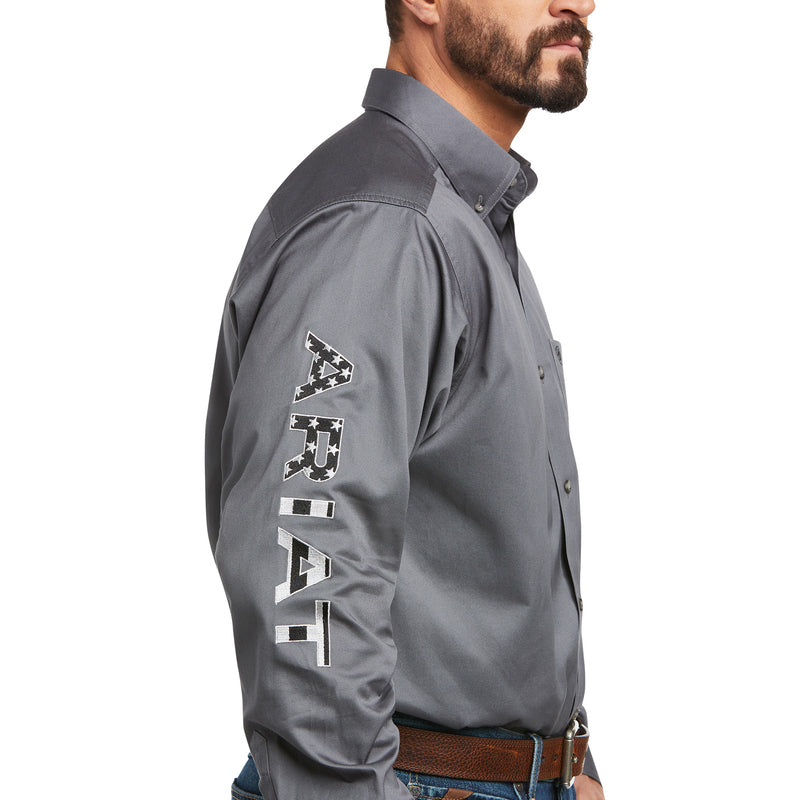 Ariat Men's Team Logo Twill Classic Fit Long Sleeve Shirt, Quiet Shade