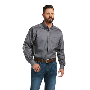 Ariat Men's Team Logo Twill Classic Fit Long Sleeve Shirt, Quiet Shade