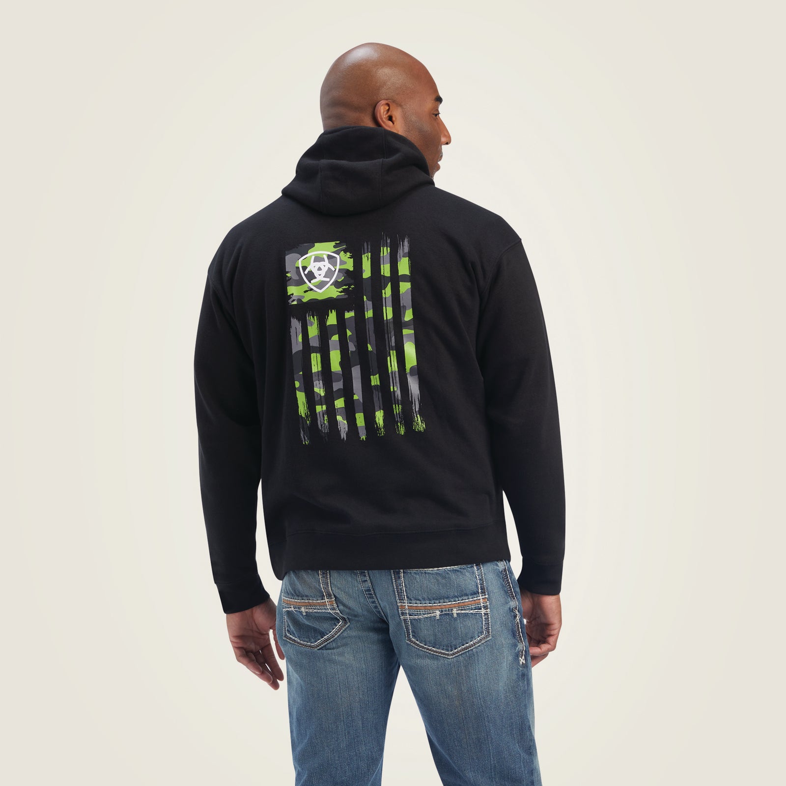 Ariat Men's Camo Flag Hoodie, Black