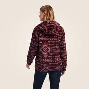 Ariat Women's REAL Berber Pullover Sweatshirt, Mulberry Brown & Nostalgia Ros