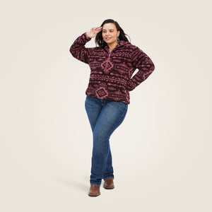 Ariat Women's REAL Berber Pullover Sweatshirt, Mulberry Brown & Nostalgia Ros