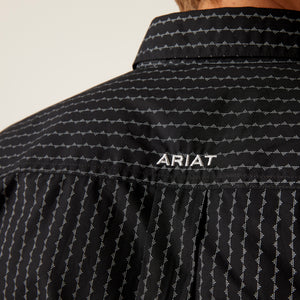 Ariat Men's Team Logo Woodson Fitted Fit Long Sleeve Shirt, Black
