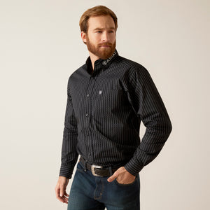 Ariat Men's Team Logo Woodson Fitted Fit Long Sleeve Shirt, Black