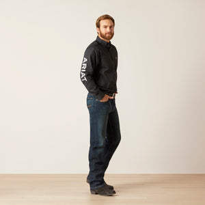 Ariat Men's Team Logo Woodson Fitted Fit Long Sleeve Shirt, Black