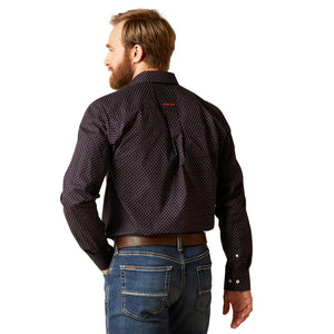 Ariat Men’s Wrinkle Free Vander Fitted Fit Long Sleeve Shirt, Moonless Night