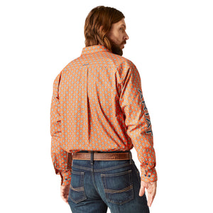 Ariat Men’s Team Logo Webster Classic Fit Long Sleeve Shirt, Rust
