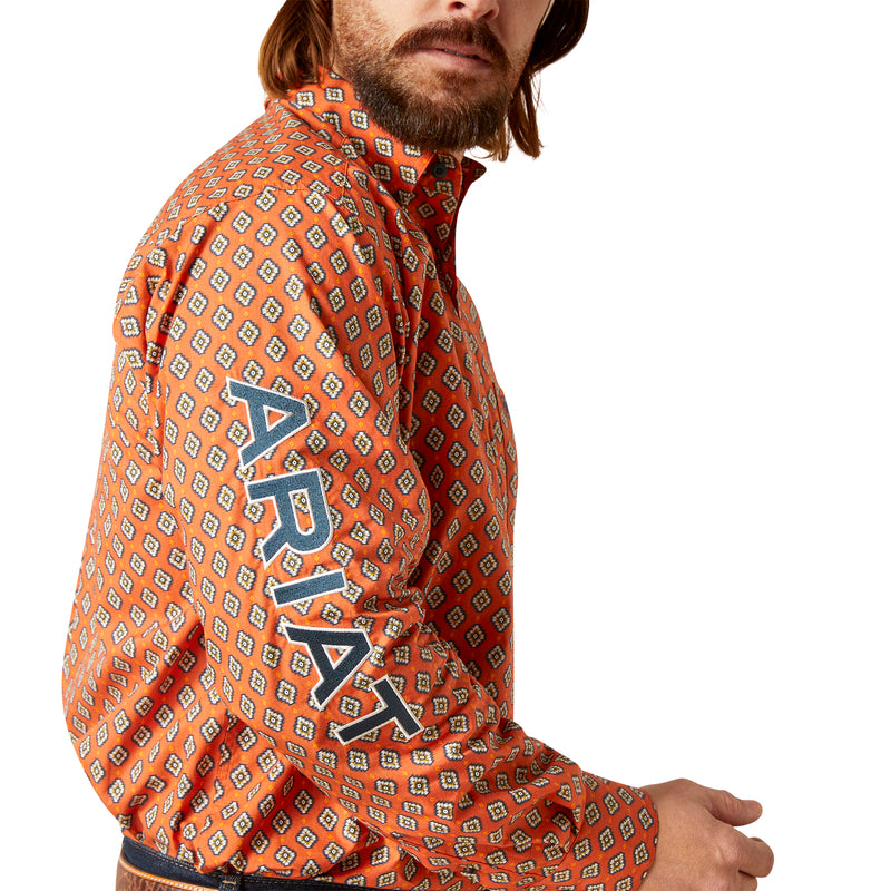 Ariat Men’s Team Logo Webster Classic Fit Long Sleeve Shirt, Rust