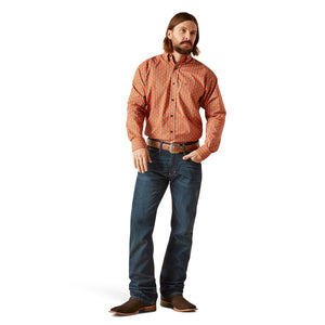 Ariat Men’s Team Logo Webster Classic Fit Long Sleeve Shirt, Rust
