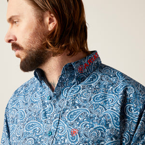 Ariat Men’s Team Logo Wayde Classic Fit Long Sleeve Shirt, Moonlit Ocean