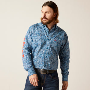 Ariat Men’s Team Logo Wayde Classic Fit Long Sleeve Shirt, Moonlit Ocean