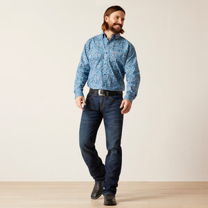 Ariat Men’s Team Logo Wayde Classic Fit Long Sleeve Shirt, Moonlit Ocean