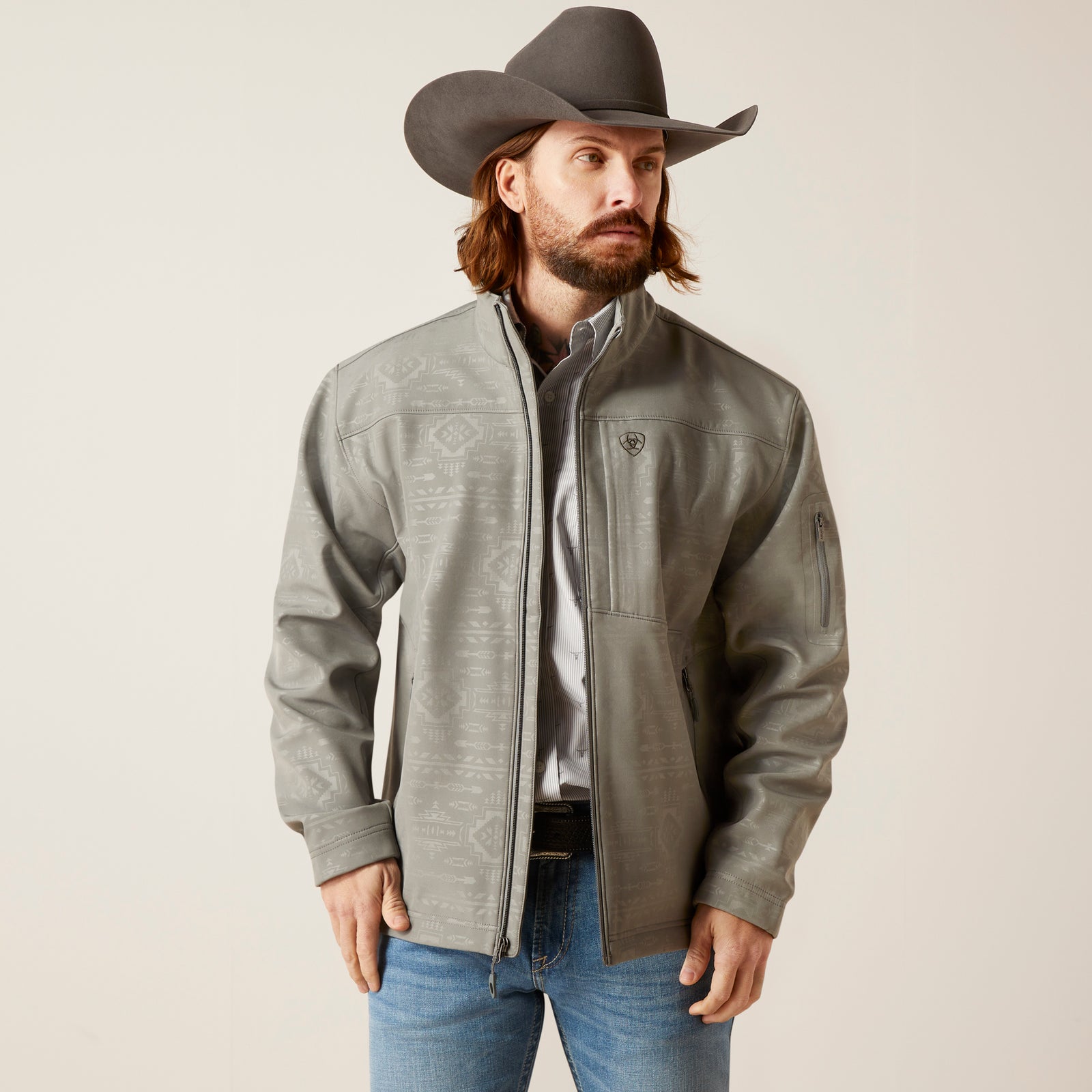 Ariat Men's Vernon 2.0 Softshell Jacket, Jetty Grey Embossed