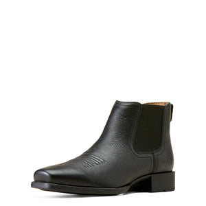 Ariat Men's Booker Ultra Square Toe Western Boot, Black Deertan