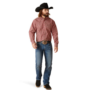 Ariat Men’s Nevil Classic Fit Long Sleeve Shirt, Tibetan Red