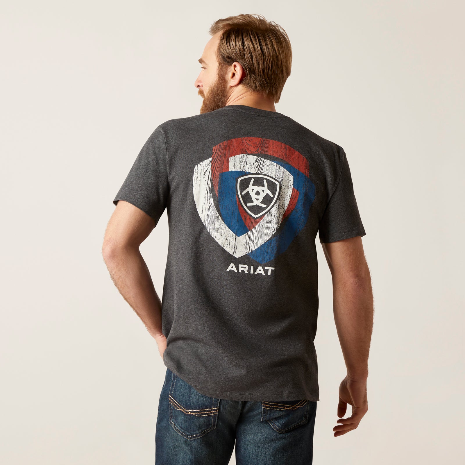 Ariat Men's Ariat Wooden Badges T-Shirt, Charcoal Heather