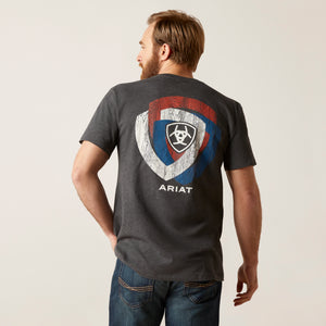 Ariat Men's Ariat Wooden Badges T-Shirt, Charcoal Heather