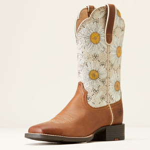 Ariat Women's Round Up Wide Square Toe Western Boot, Canyon Brown