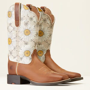 Ariat Women's Round Up Wide Square Toe Western Boot, Canyon Brown
