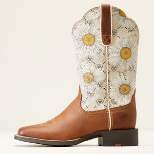 Ariat Women's Round Up Wide Square Toe Western Boot, Canyon Brown