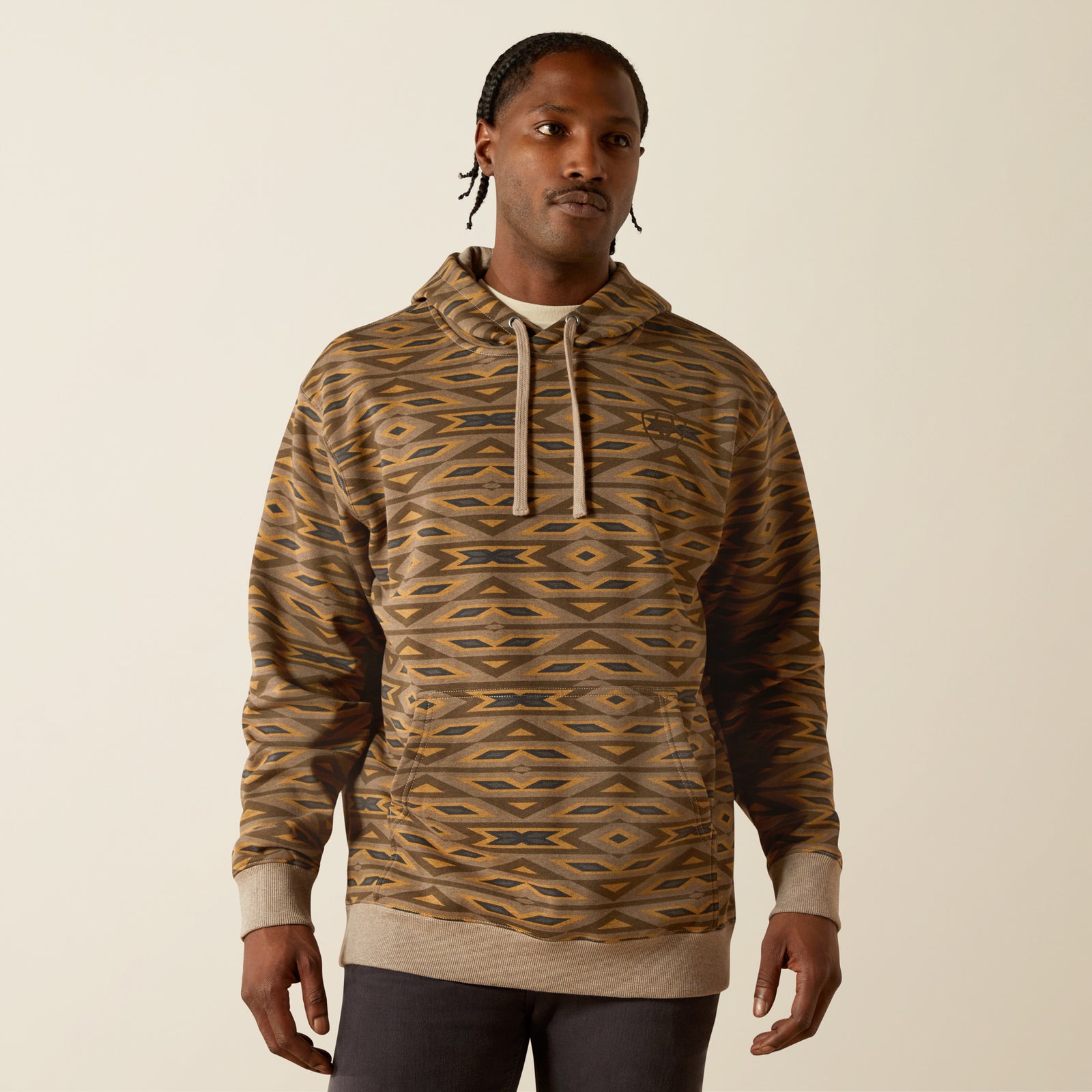 Ariat Men's All Over Print Hoodie, Khaki Southwest