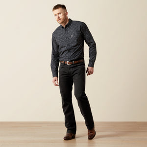 Ariat Men's Wheaton Fitted Long Sleeve Shirt, Navy