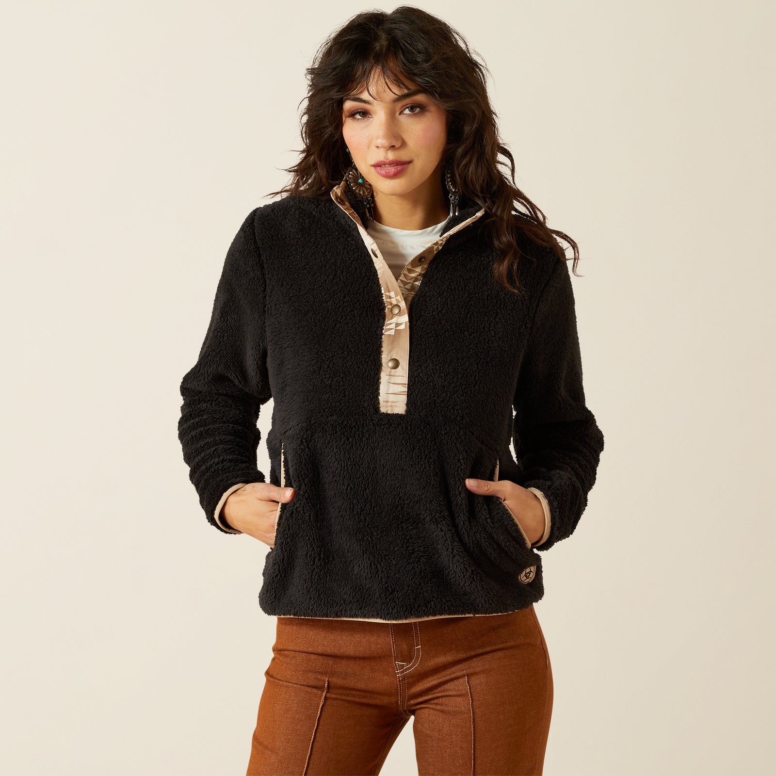 Ariat Women's Berber Snap Front Sweatshirt, Black