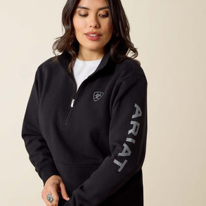 Ariat Women's Logo 1/2 Zip Sweatshirt, Black
