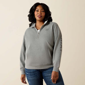 Ariat Women's Logo 1/2 Zip Sweatshirt, Heather Grey