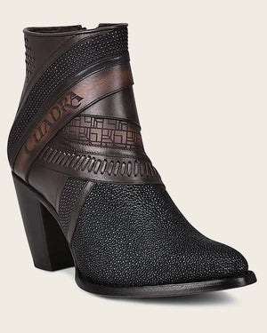 Cuadra Women's Stingray Handwoven Ankle Boot, Black