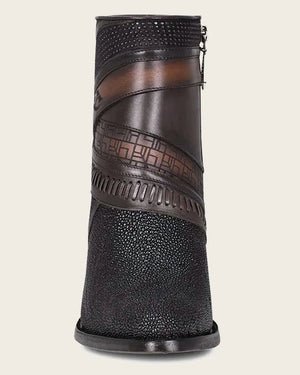 Cuadra Women's Stingray Handwoven Ankle Boot, Black