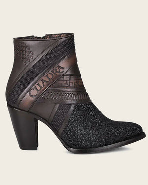 Cuadra Women's Stingray Handwoven Ankle Boot, Black