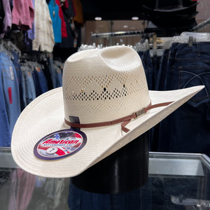 American Hat Company 8110 RC 4 1/4" Brim Round Oval Straw Hat, Natural