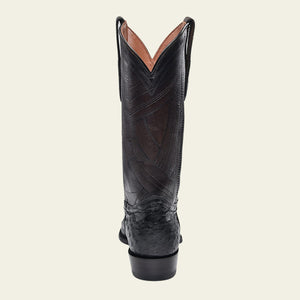 Cuadra Men's Ostrich Leather Pointed Toe Boot, Black