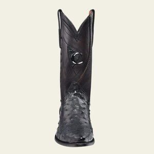 Cuadra Men's Ostrich Leather Pointed Toe Boot, Black