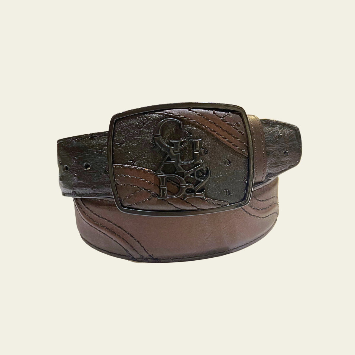 Cuadra Men's Ostrich Leather Belt, Black