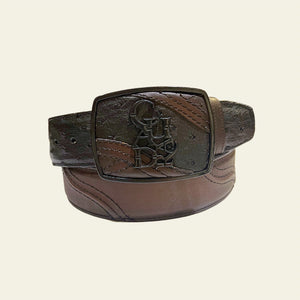 Cuadra Men's Ostrich Leather Belt, Black