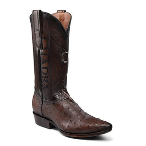 Cuadra Men's Ostrich Leather Pointed Toe Boot, Brown