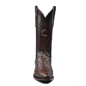 Cuadra Men's Ostrich Leather Pointed Toe Boot, Brown